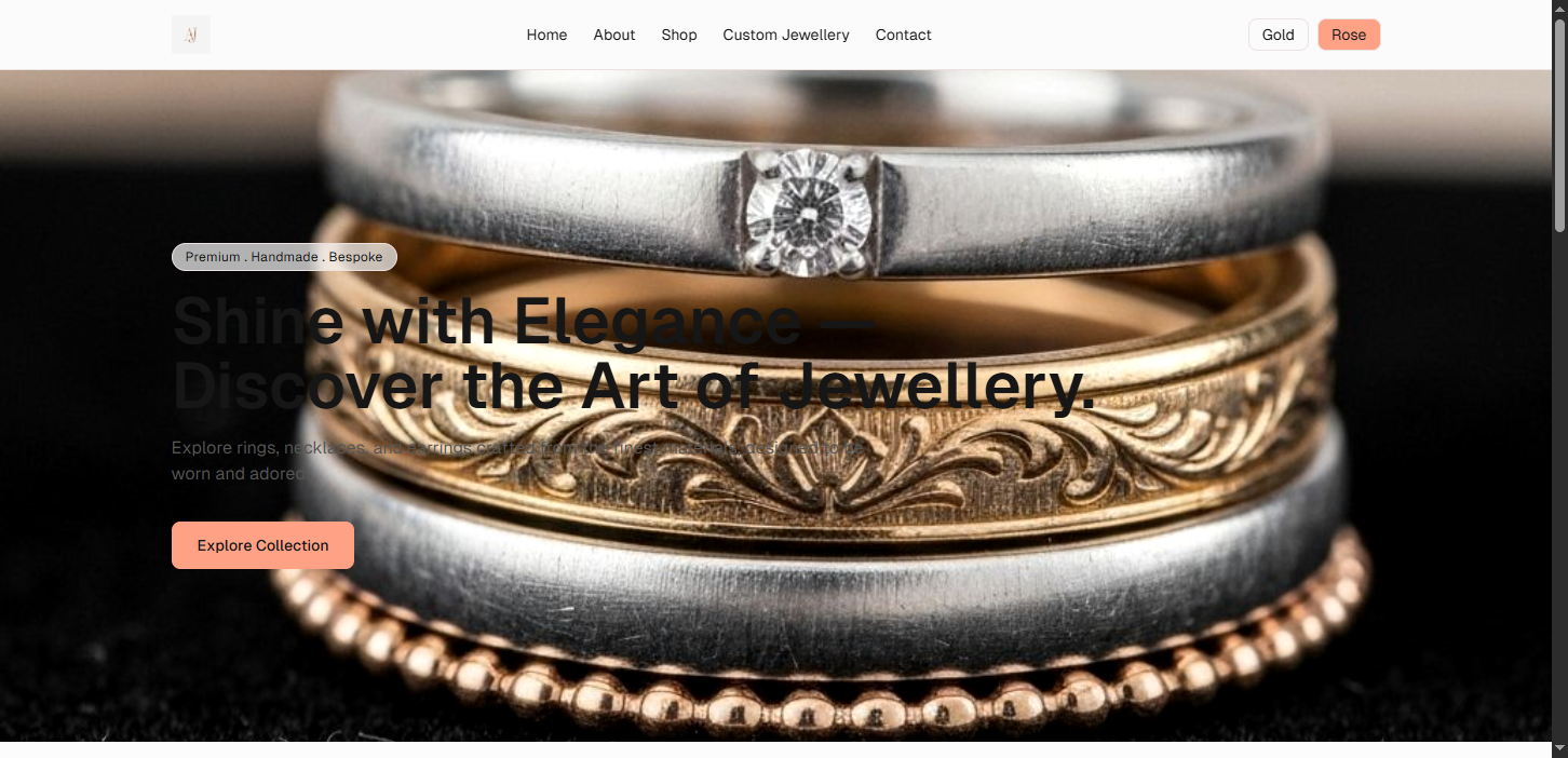 Startup Website for Aurelia Jewels